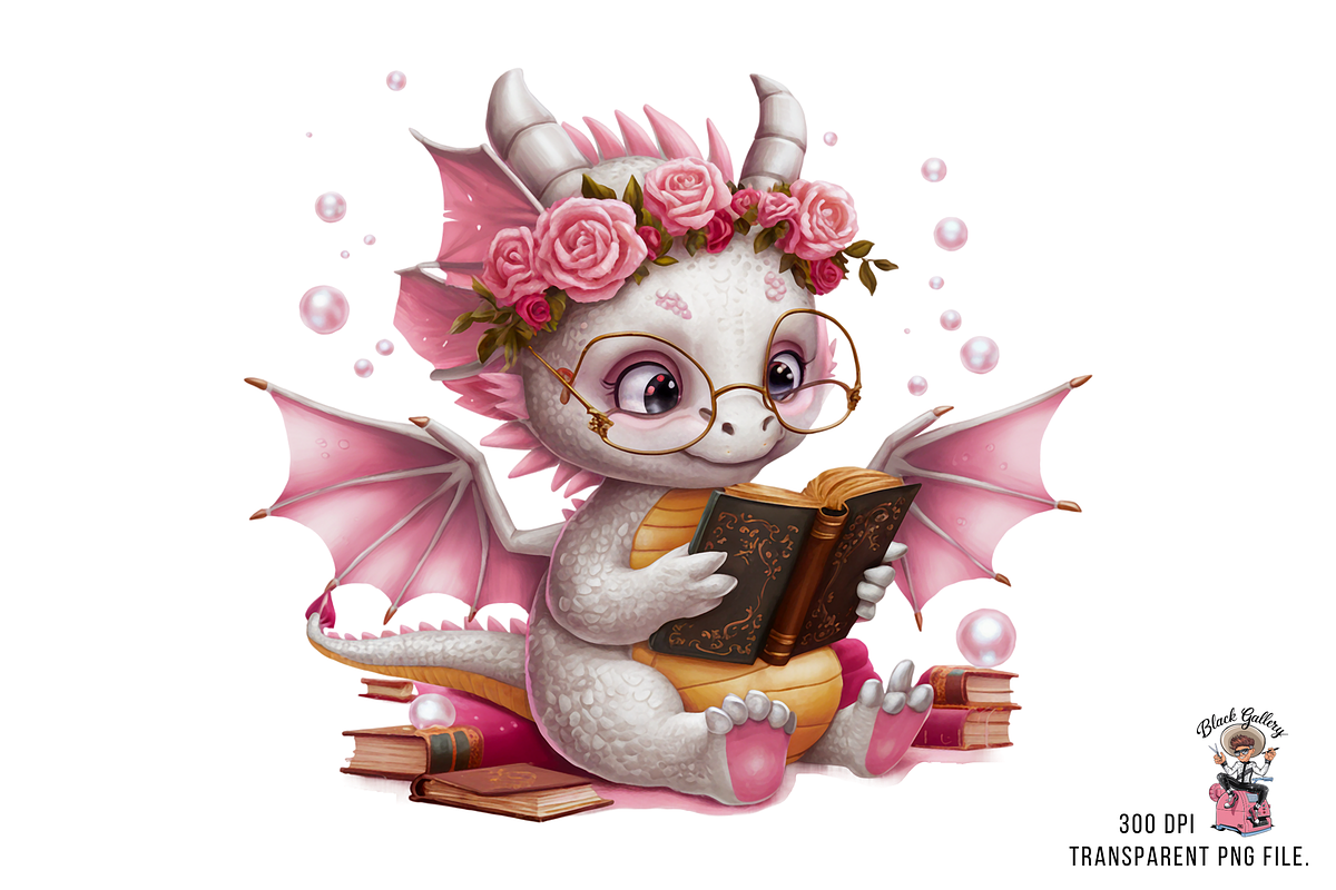 Dragon Reading Book PNG Bundle, a Graphic by Clipart Bloom (Photo 3 of 12)