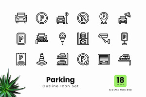 Parking Outline Icons, an Outline Icon by Zeer Graphic