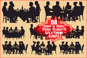 Dining People Silhouette Set, an Illustration by Designs_River