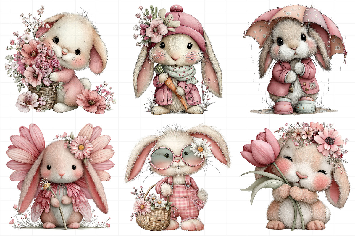 Whimsical Easter Bunny Clipart, an Illustration by Daily.Designs (Photo 4 of 8)