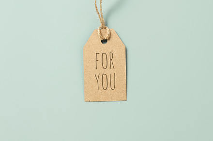 gift tag with text on pastel blue background, a Holiday Photo by Natalia Klenova's Shop