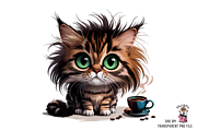 Kitten Drinking Coffee PNG Bundle, a Graphic by Clipart Bloom (Thumbnail 9 of 13)