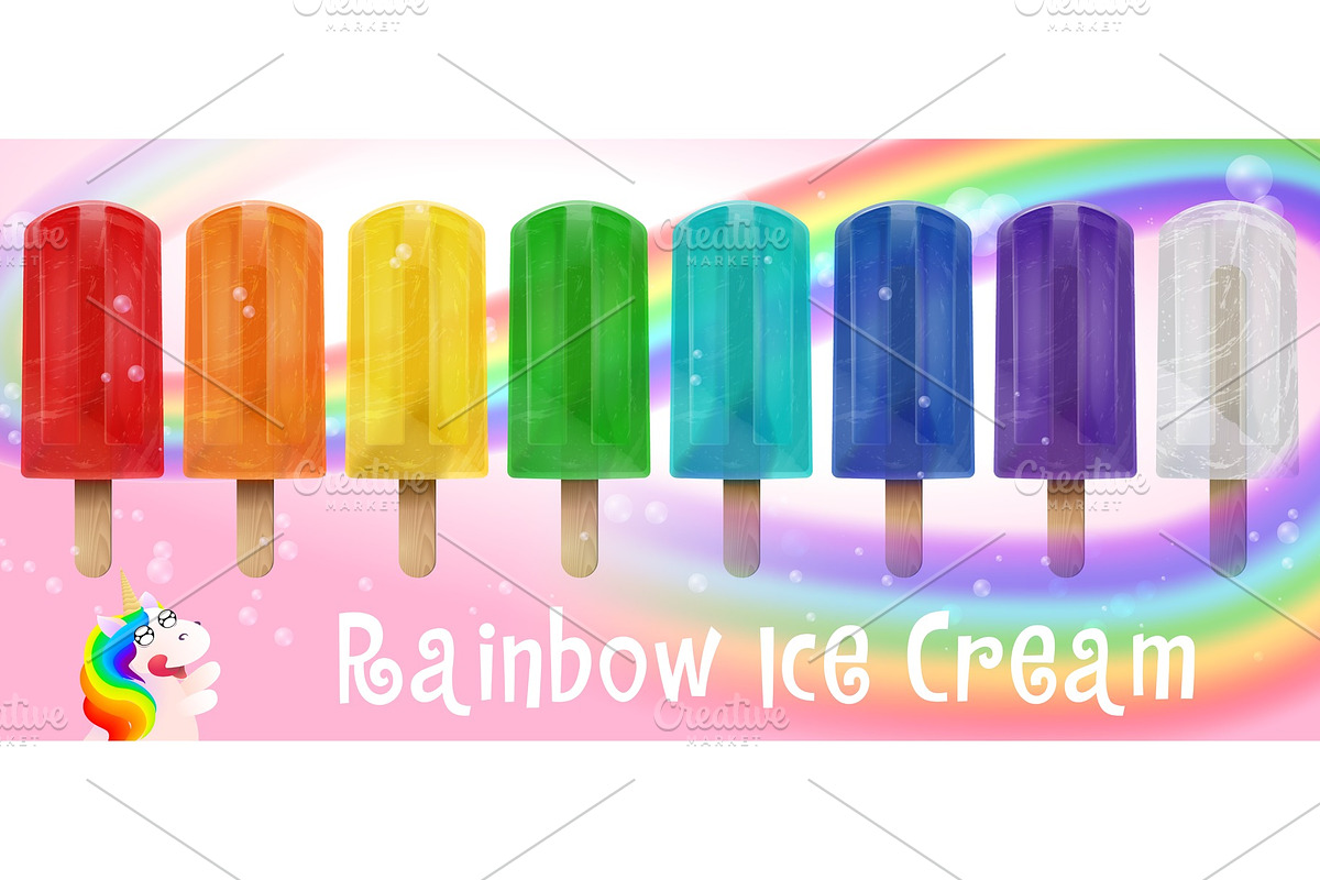 Rainbow fruit ice cream, a Food Illustration by Flying tambourine