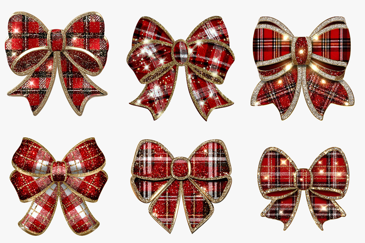 Glitter Christmas bow clipart, an Illustration by CreationArt (Photo 5 of 5)