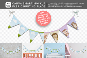 Fabric Bunting Canva Smart Mockup, a Household Mockup by Mockup Scene