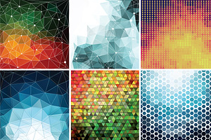 6 Polygon Backgrounds in Vector