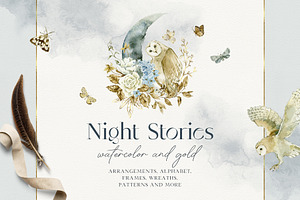 NIGHT STORIES owls & moon