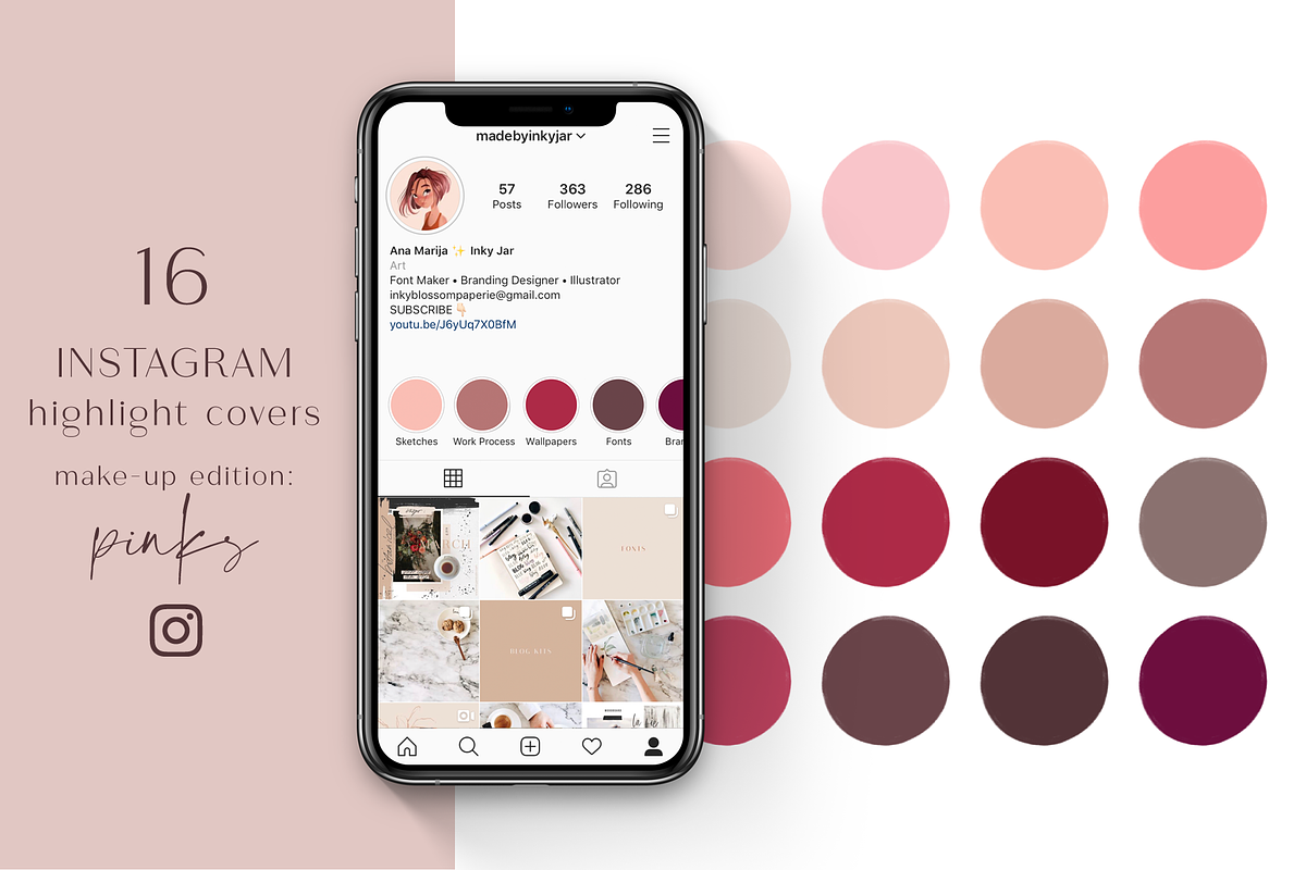 Instagram Highlight Covers-Pinks, a Social Media Template by Inky Jar Design Studio (Photo 1 of 2)