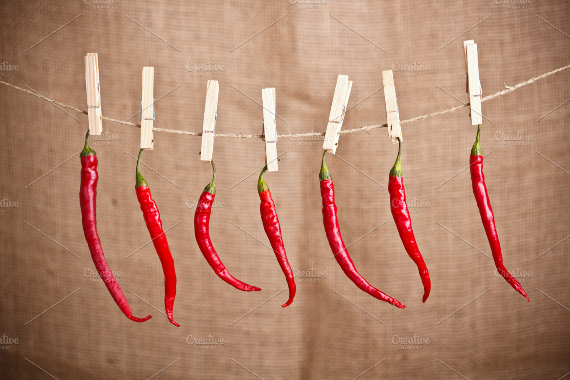 Red Hot Peppers Containing Background Bell And Canvas