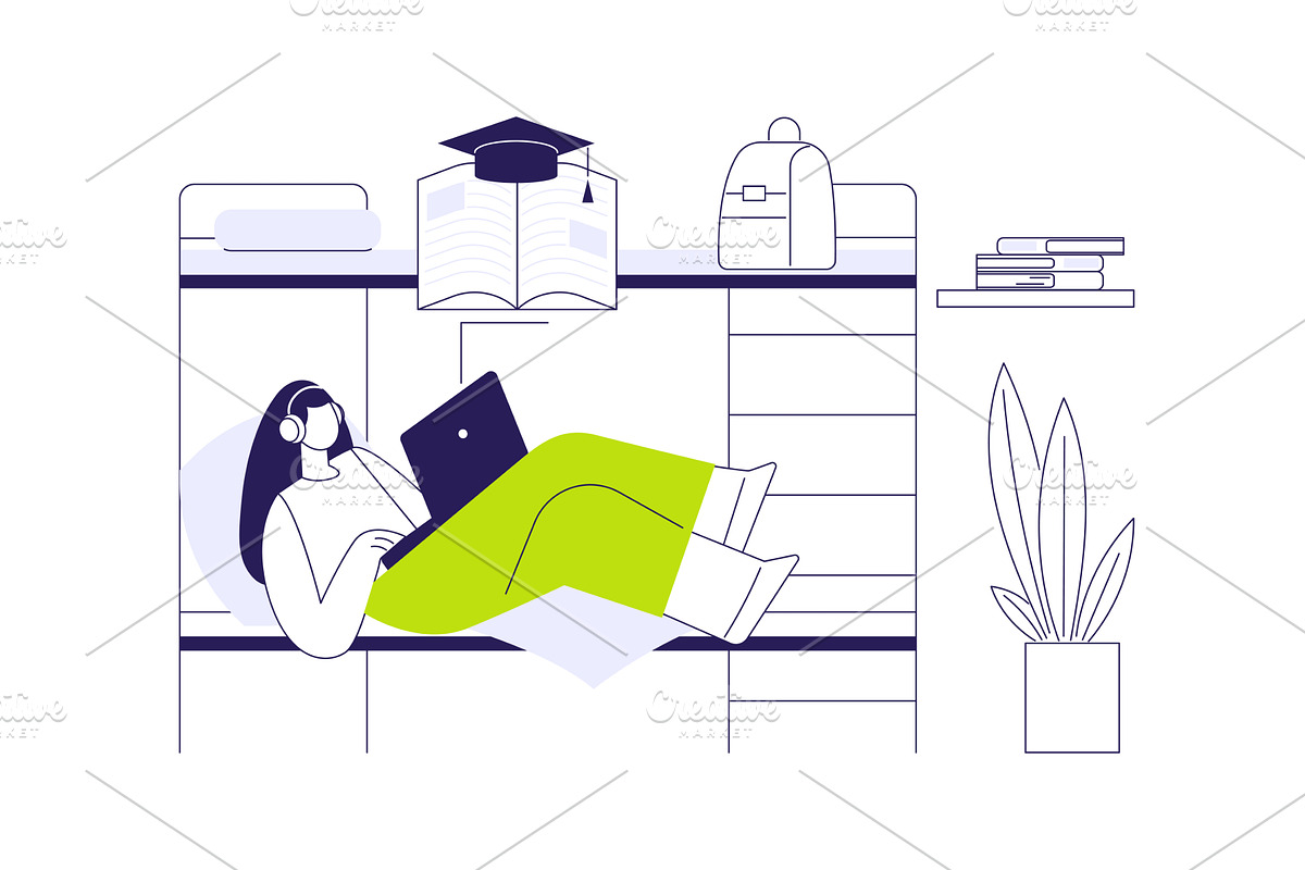Study in the dormitory isolated, an Education Illustration by Visual Generation