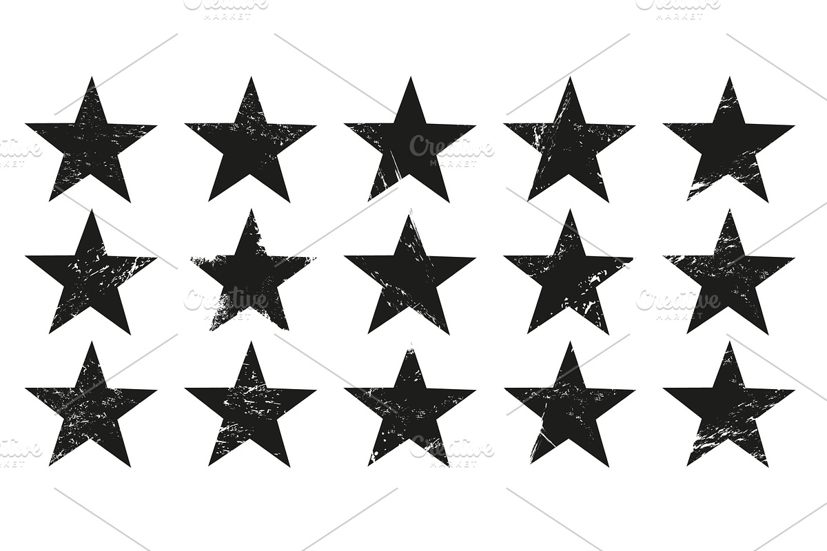 Grunge stars, vector black five, a Decorative Illustration by Vector Tradition