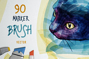 Marker Brush Pack for ILLUSTRATOR, a Brush Add-On by ZiziMarket (Thumbnail 1 of 3)