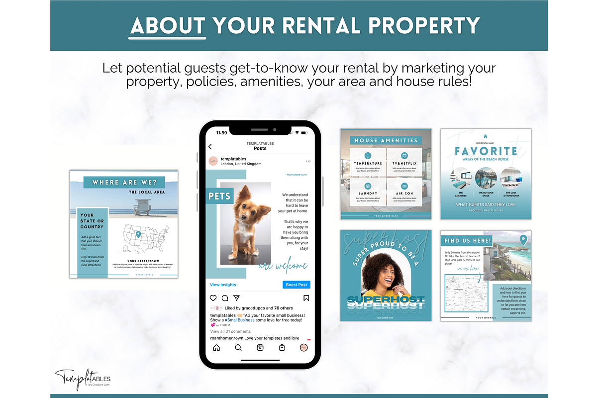 Instagram Post Templates for Airbnb, a Social Media Template by Templatables (Photo 5 of 11)
