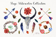 Watercolor Feathers & Leaves, a Decorative Illustration by pixelbuddha.net (Thumbnail 2 of 5)
