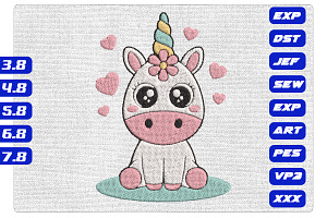 Kawaii Unicorn with Hearts Machine, an Illustration by Purpose Ekbal