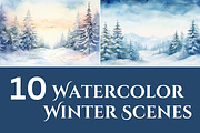 Watercolor Winter Scenes, a Seasonal Illustration by Sunny Jar Designs (Thumbnail 3 of 6)