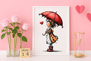 Quirky Valentine Day Girls Clipart, an Illustration by Canvas Craft (Thumbnail 6 of 6)