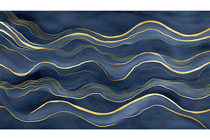 Elegant abstract waves with gold and, an Illustration by Lermont51