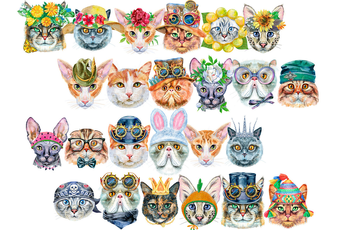 Watercolor borders from cats, an Animal Illustration by Watercolor fantasy (Photo 7 of 9)