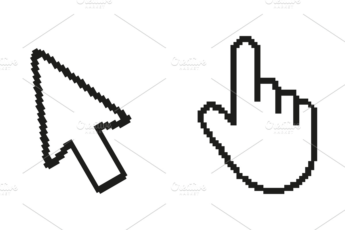 Computer Cursor And Hand Icons, an Object Illustration by Vector Creator