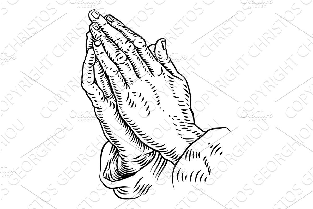 Praying Hands Prayer Christian, an Illustration by Christos Georghiou