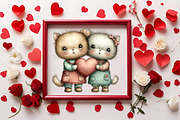 Whimsical Valentine Cat Couple PNG, an Illustration by RobertsArt (Thumbnail 2 of 7)