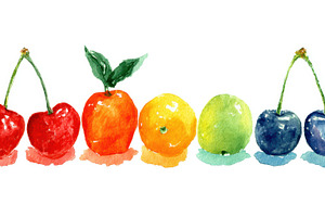Fruit in a line showing variety, a Photo by Beautiful things