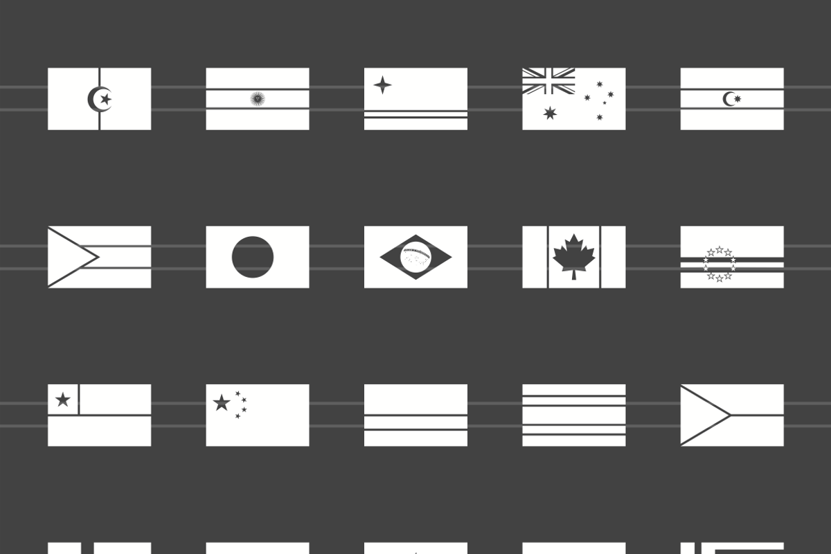 60 Flags Glyph Inverted Icons, an Icon by IconBunny | Creative Market