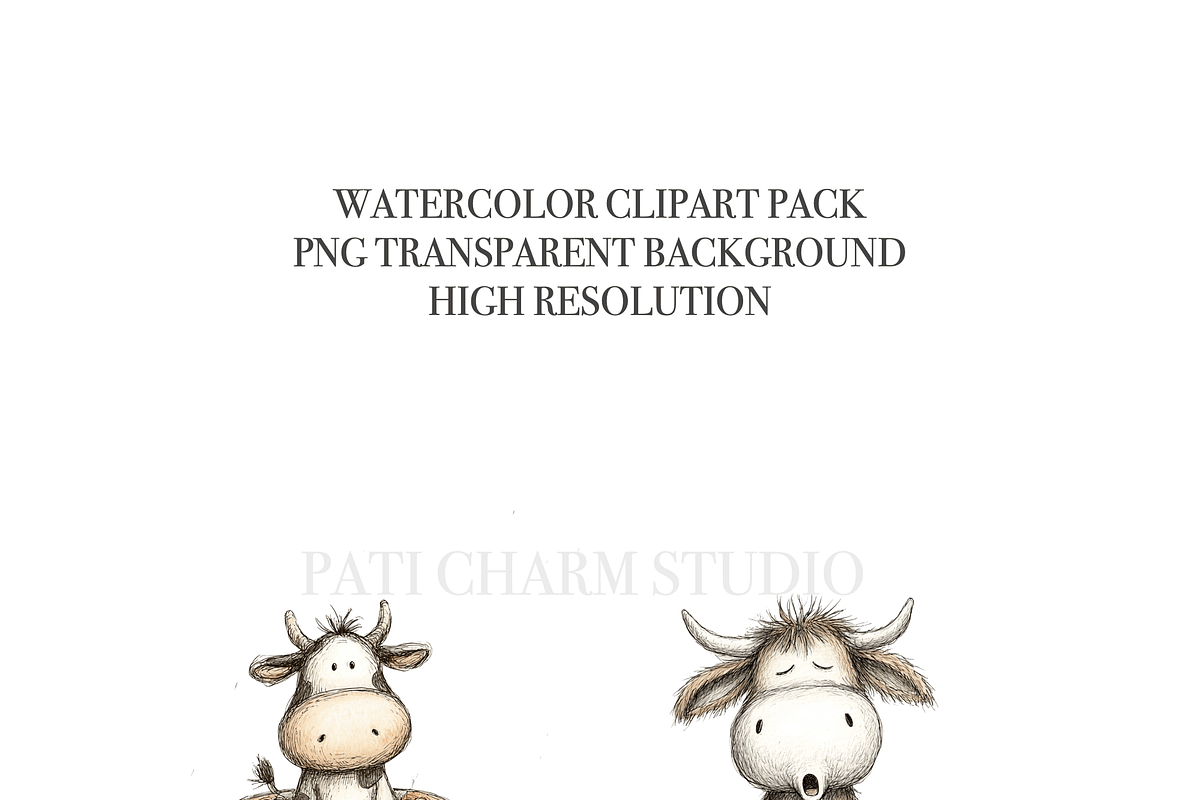 8 Cute Cow Clipart, an Animal Illustration by Pati Charm Studio (Photo 5 of 8)