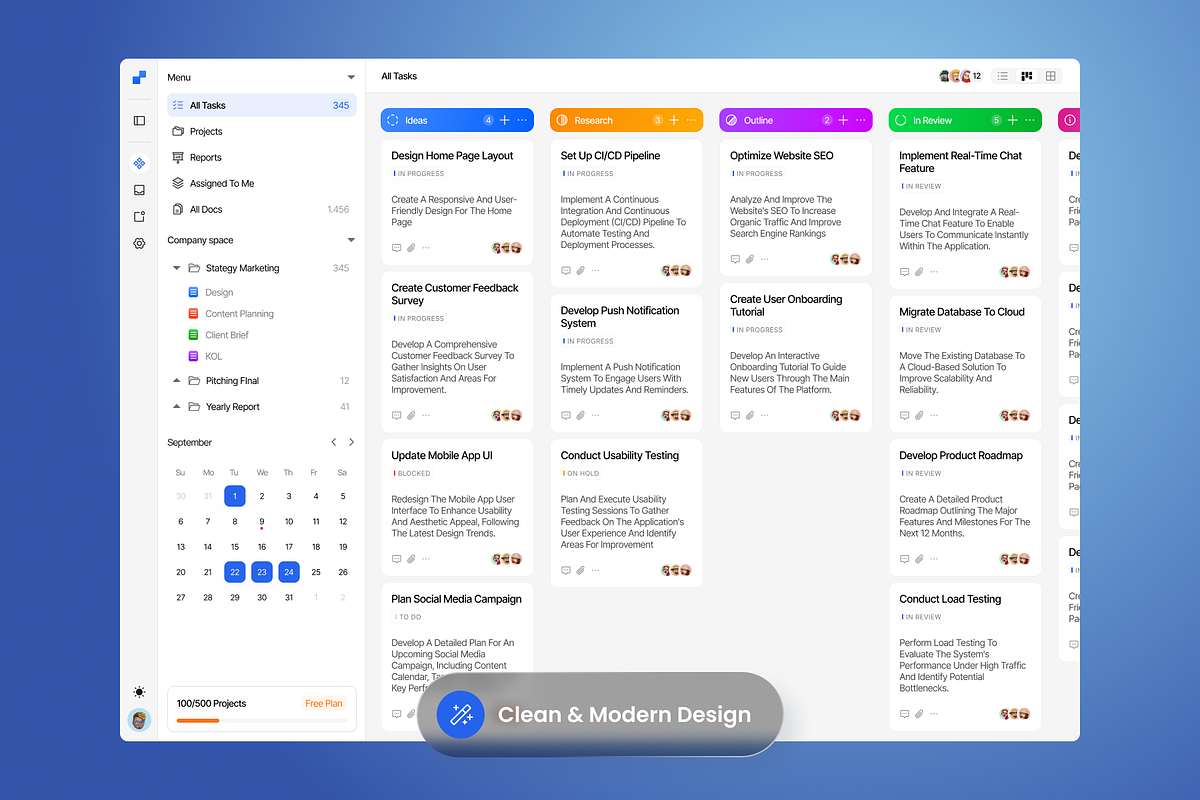 Task Management Dashboard Template, a Websites & App Template by SLAB! Design (Photo 3 of 3)