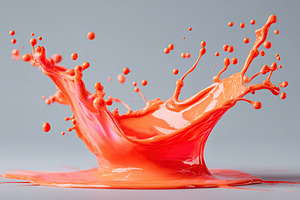 Vibrant red paint splash captured mid-motion on a smooth surface in a creative, an Arts & Entertainment Photo by AlyaAnd