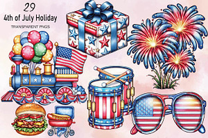 4th of July Holiday Clipart Bundle., an Illustration by SVGArt