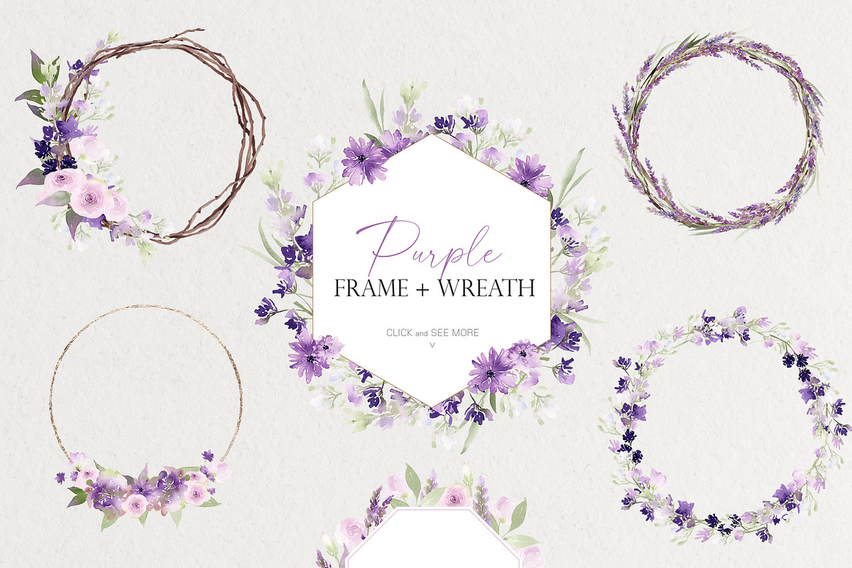 Watercolor Bundle -Purple Collection, an Illustration by Beigetime (Photo 6 of 8)