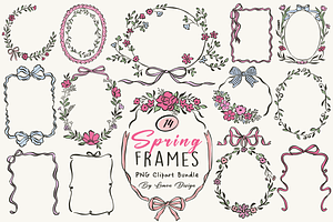 Spring Frames PNG Clipart Bundle