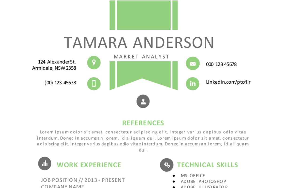 Green ribbon resume for Word, a Resume Template by Inkpower (Photo 3 of 4)