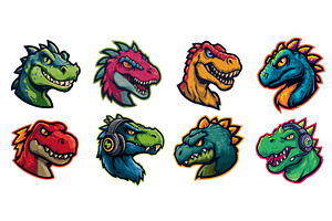 Dinosaur logo set cartoon. Game, an Animal Illustration by Stock-Smart-Start