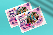 Pink 90's Mardi Gras Greeting Card, a Card Template by graphicook (Thumbnail 4 of 4)