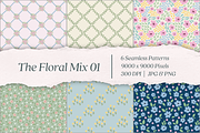 The Floral Mix 01- Seamless Patterns, a Pattern Graphic by Arts And Aura (Thumbnail 1 of 12)