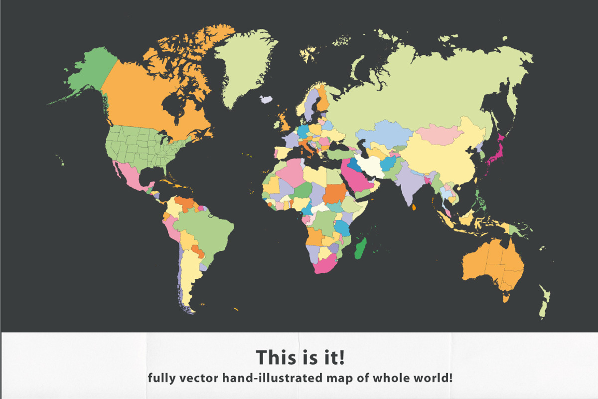 (Ai) Hand illustrated map of World preview 5