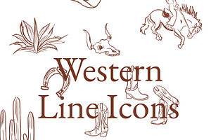 Western Line Icons – Minimal Cowboy, an Outline Icon by Studio E Bloom