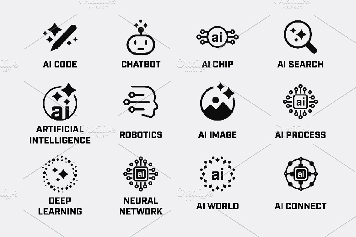 Artificial Intelligence Icons Set, an Icon by Design_Planet (Photo 1 of 3)