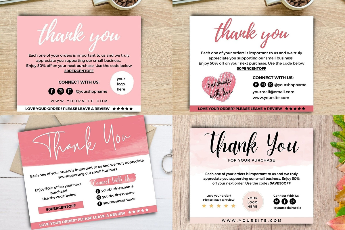 Thank You Card Templates Canva, a Card Template by bonadigitals (Photo 3 of 6)