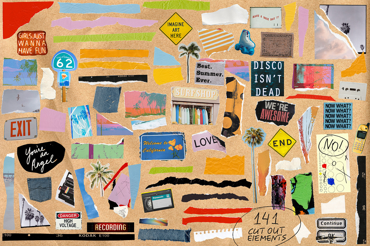 Cali Vibes: Mixed Media Collage Set, an Object Graphic by lerinartstudio (Photo 7 of 13)