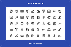 Electricity icons, an Outline Icon by Wencory