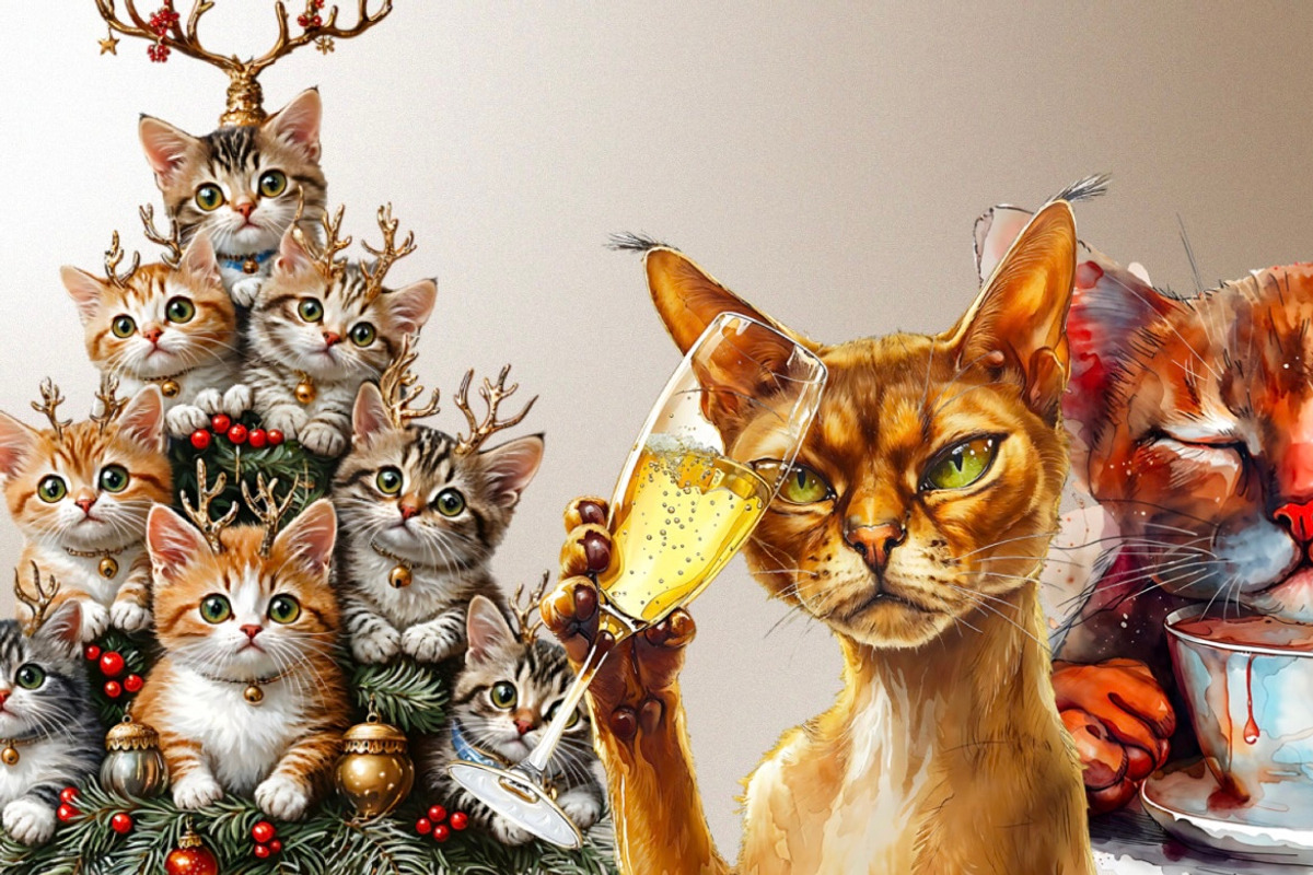 Funny Cats Collection – 3 PNG Images, an Animal Illustration by InkyQueenArt (Photo 5 of 5)