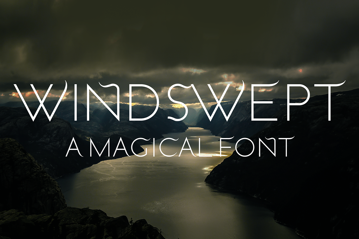Windswept. Stunning sans serif font, a Sans Serif Font by LostandFoundry (Photo 1 of 8)
