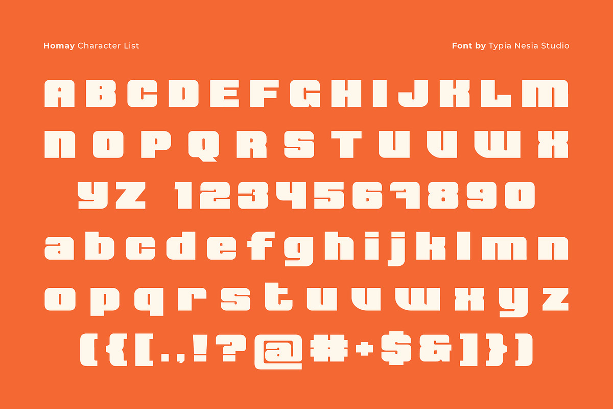 Homay - Bold Modern Expanded Retro, a Sans Serif Font by Typia Nesia (Photo 11 of 11)