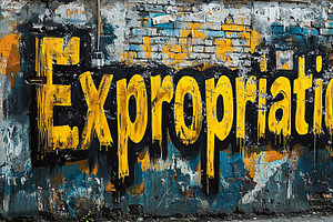 Colorful Graffiti Art Of The Word Expropriation On Urban Brick Wall