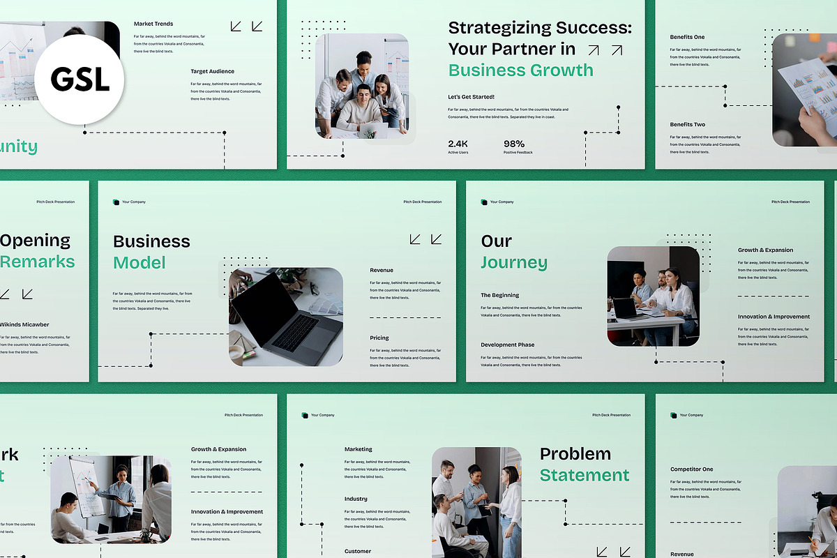 White Green Pitch Deck Google Slide, a Presentation Template by graphicook (Photo 1 of 4)