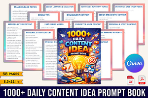 1000+ Daily Content Idea Prompt, a Stationery Template by Designmela01